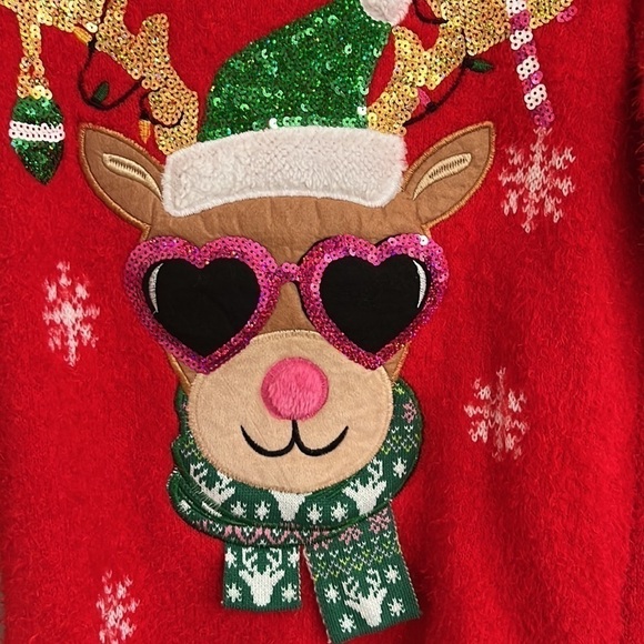 Vintage Holiday Time Barbie Reindeer Snow Flake Christmas Sweater Size XL - Picture 2 of 5